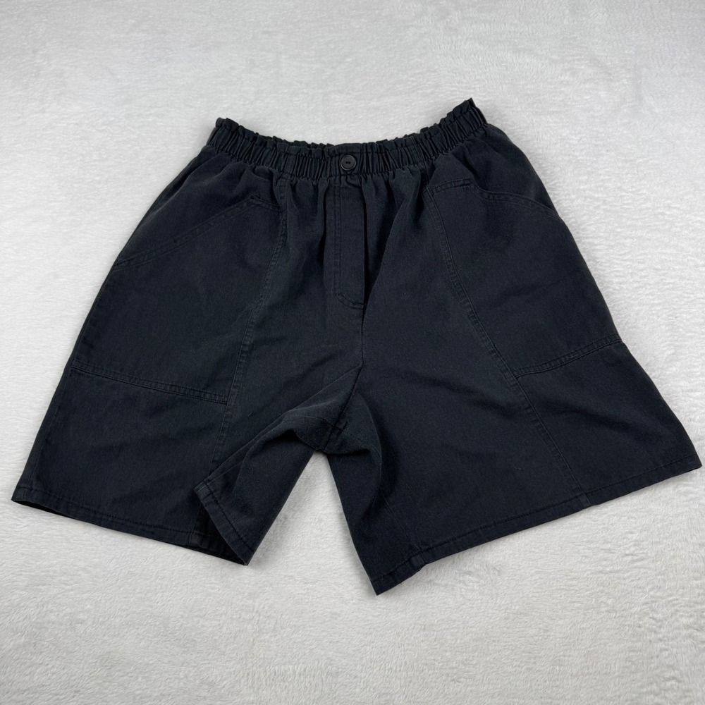 Vintage Gibran Shorts Women 14 Black Elastic Waist Cargo Utility High Rise USA